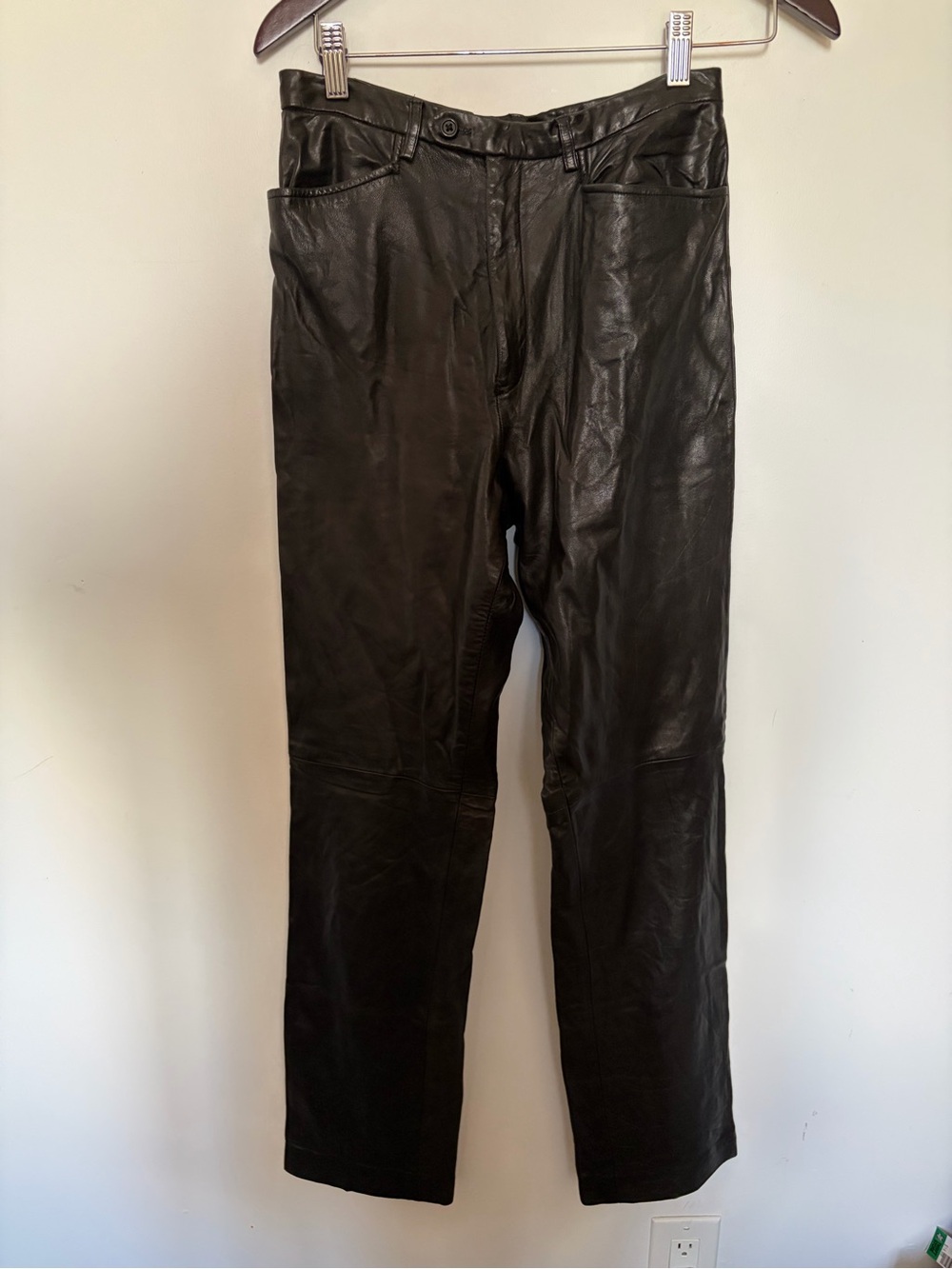 Ralph Lauren Collection Classic 100% Leather Black Pants - Size 6 Made in USA